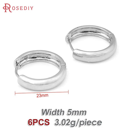 6PCS 14MM 16MM 18MM 23MM 25MM 30MM 18K Gold Color Brass Round Circle Loop Earrings Hoops Jewelry Making Supplies Accessories