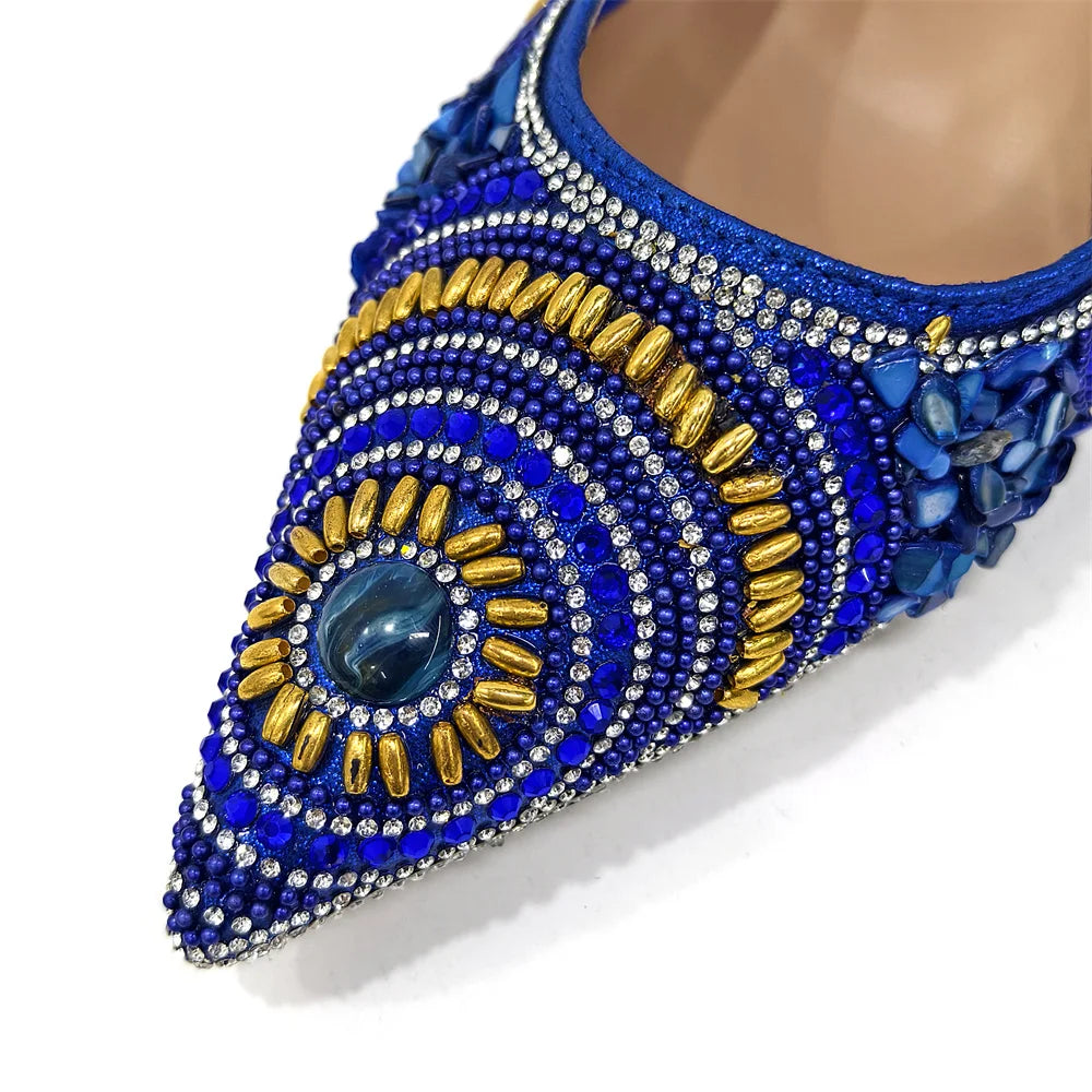 2025 Moda Mais Recente Chegada Laranja Ponta Fina Sandálias Femininas Sapatos com Bolsa Conjunto para Senhoras Festa de Casamento Salto