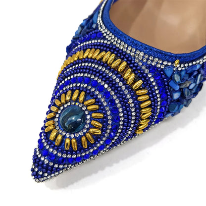 2025 Moda Mais Recente Chegada Laranja Ponta Fina Sandálias Femininas Sapatos com Bolsa Conjunto para Senhoras Festa de Casamento Salto
