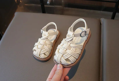 New Sandals Summer Children's Woven Casual Baby Shoes Girls Beach Shoes Slipper Baby Girl Shoes Size 22-31