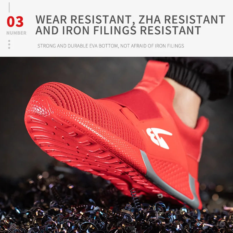New Summer Safety Shoes Comfortable Men's Sports Shoes Lightweight Waterproof Sneakers Work Shoes Men's Steel Toe Work Boots
