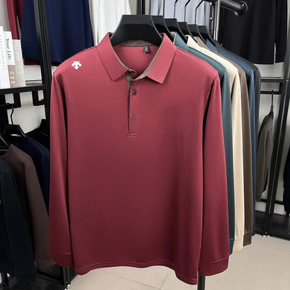 Autumn Hot Sales New Men's Polo Shirt High Quality Lapel Exquisite Print Long Sleeve T-Shirt Wrinkle Resistant Business Menswear