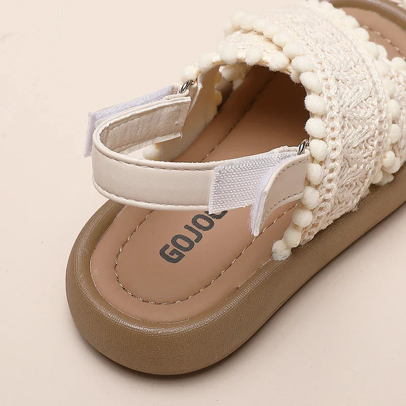 Girls Summer Beach Shoes Ethnic Style Kids Casual Sandals Soft Sole Fashion Children Retro Princess Shoes 2026 Summer New 21-37