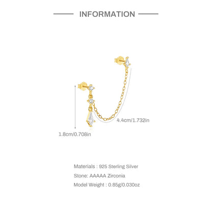 1PC Four Pointed Star Moon Tassel Lotus Cartilage Spiral Puncture 925 Sterling Silver Stud Earring For Women Ins Earring