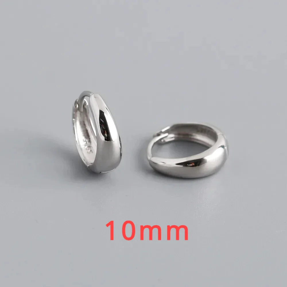 100% 925 Sterling Silver 18K 6/7/8/9/10mm Round Hoop Earrings for Women Classic Fine Jewelry Minimalist Accessories