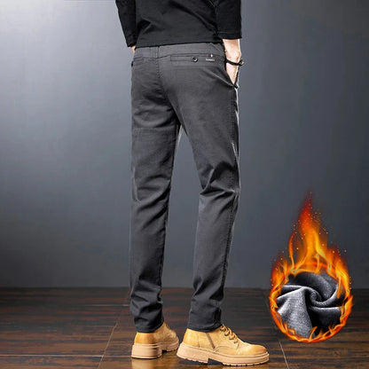 Winter Men Fleece Brand Jeans Fashion Soft Stretch Black Biker Masculino Denim Trousers Thick Velvet  Warm Pants Overalls