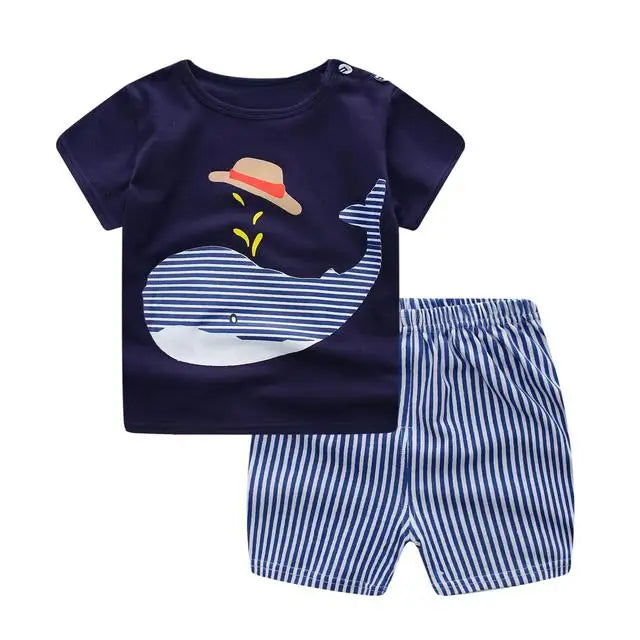 Toddler Boy Kids Clothes Lion Print Short Sleeve T-shirt + Shorts 2 Piece Set Baby Boy Girl Cloths Outfit