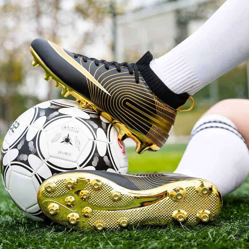 Professional Men Ankle Football Boots Outdoor Grass Cleats Unisex Soccer Shoes Long Spikes Tf Football Shoes Chuteira Society