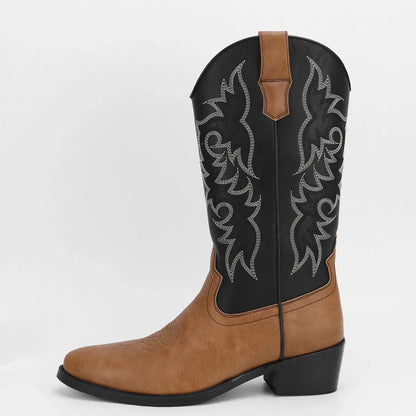Men's High-Top Vintage Embroidered Fashion Desert Western Cowboy Boots