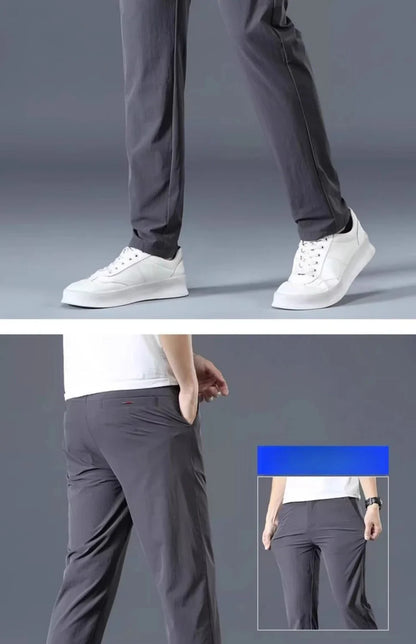 Men Summer Thin Casual Pants Trendy Fashion Classic Solid Color Versatile Straight Trousers Breathable Daily Outdoor Streetwear