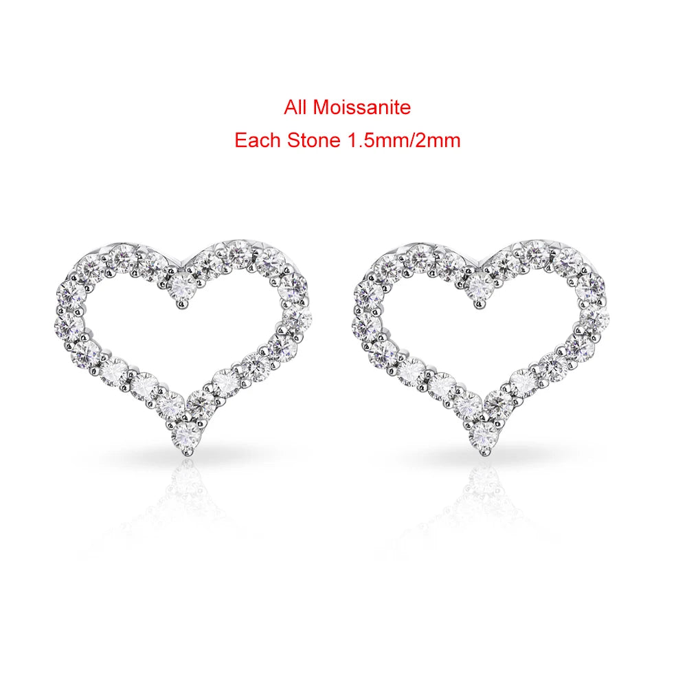 D Color Heart Shape Moissanite Diamond Jewelry Set for Women 925 Sterling Silver Pendant Necklace Stud Earrings Wedding Jewelry