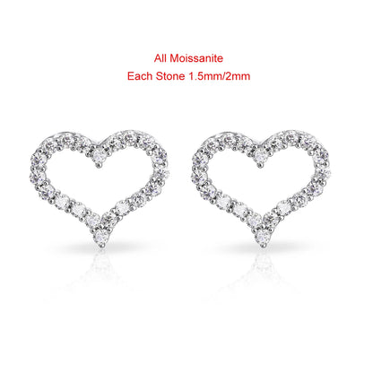 D Color Heart Shape Moissanite Diamond Jewelry Set for Women 925 Sterling Silver Pendant Necklace Stud Earrings Wedding Jewelry