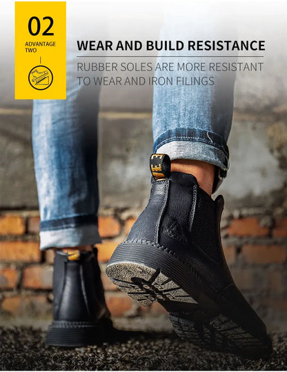 Men Women  Lerther Work Boots Indestructible Safety Shoes Steel Toe Puncture-Proof Work Sneakers Male Work Shoes