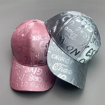 New Kpop Shiny Reflective Graffiti Letter Men Women Baseball Hats Cotton Comfortable Street Tie-dyed Fashion Sport Hip Hop Caps