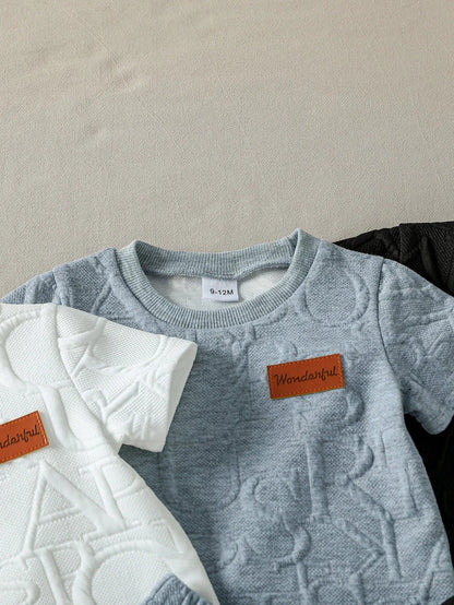 6Pcs Baby Boys Solid Summer Round-neck Casual Short Sleeve And Shorts Set Outdoor Sports Comfortable Set For 1-3Y Clothes