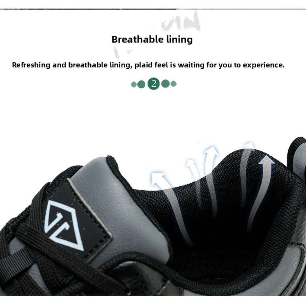 Men's Lightweight Casual Labor Protection Shoes Steel Toe Caps Anti Smashing Anti Piercing Wear-Resistant Work Footwear