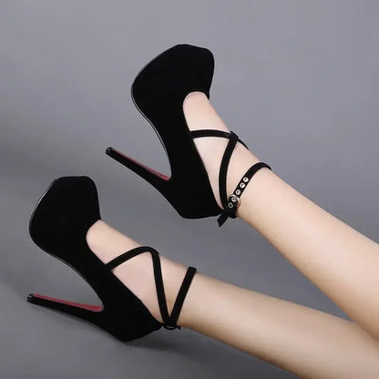 Sexy Classic High Heels Women's Sandals Summer Shoes Ladies Strappy Pumps Platform Heels Woman Ankle Strap Shoes Sizes 34-42