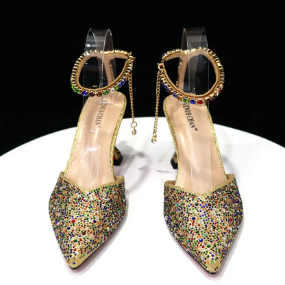 Pointed Shoes Bag Soft Handle Bag Anklet Design Medium Heel Ladies Shoes Suitable for Wedding Party