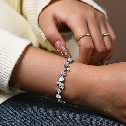 Luxury D VVS1 Color Real 925 Sterling Silver Moissanite Bracelets for Women Passed Diamond Tester Engagement Party Gift