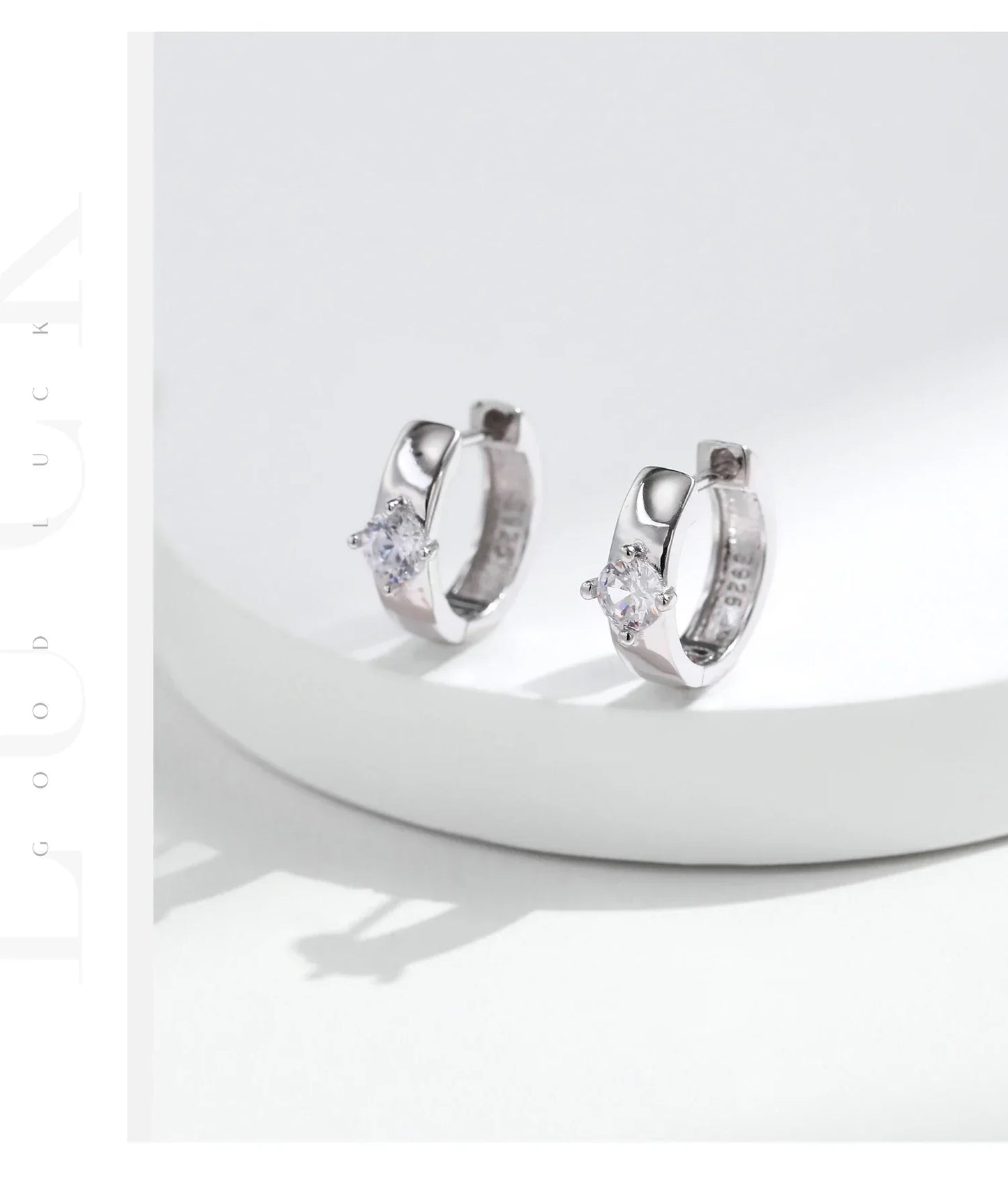 Round Moissanite Ear Buckles Lab Diamond 925 Sterling Silver Engagement & Wedding Hoop Earrings for Women Jewelry Gifts