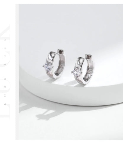 Round Moissanite Ear Buckles Lab Diamond 925 Sterling Silver Engagement & Wedding Hoop Earrings for Women Jewelry Gifts