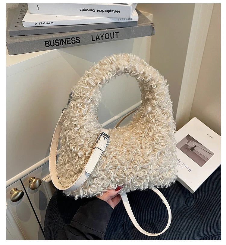 Plush Sweet Shoulder Bags for Women Cute Autumn and Winter 2025 New Versatile Fashion Large Capacity Women's Handbags