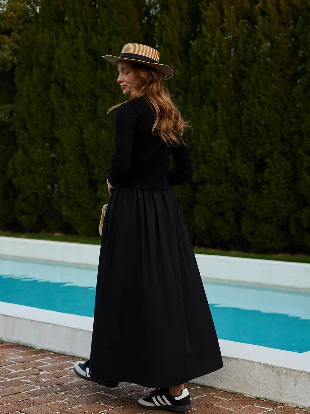 Women Sleeveless Dress Elastic Waist Skirt Cable Cardigan Clothing Elegant