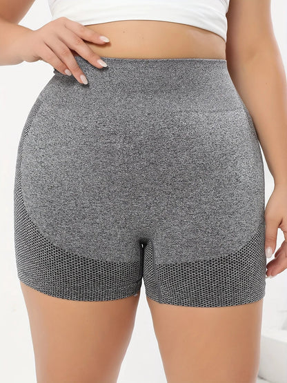 Plus Size Women's Seamless Hip Lifting Fitness Shorts High Waist Running Fitness Yoga Shorts