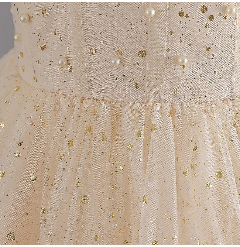 1308 Baby Dresses For Eid 2023 Girls' Sleeveless Mesh Puffy Princess Length Rainbow Skirt Dinner Piano Performance