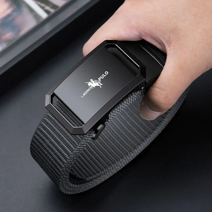 Men Business Belt Nylon Canvas Belt Black Automatic Buckle Belt Casual Simple Wild Style Trendy Jeans Belt