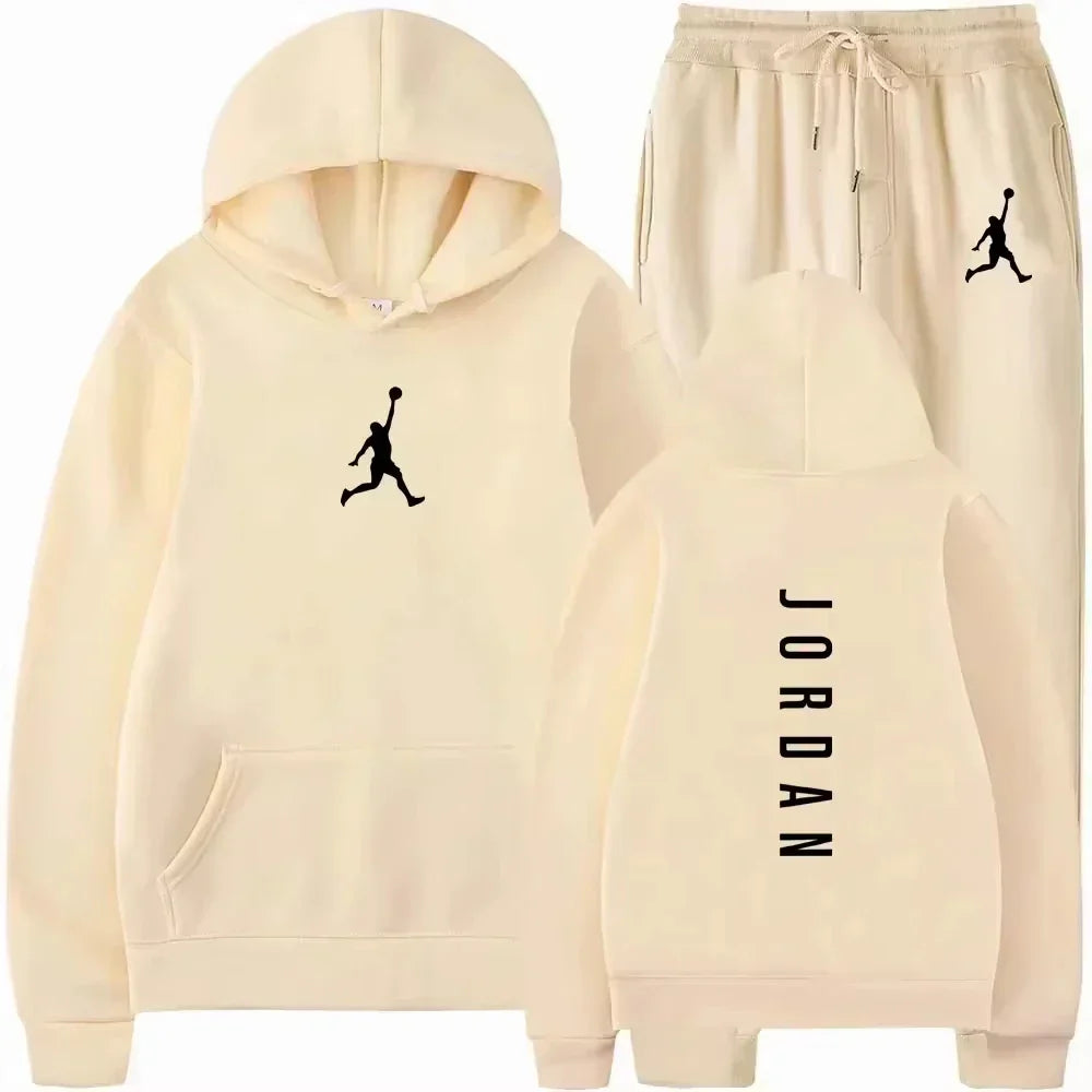 2026 Spring/Summer New Collection Outdoor Fitness Basketball Casual Sportswear Set, Stylish Men's Hooded Sweatshirt + Jogging Pa