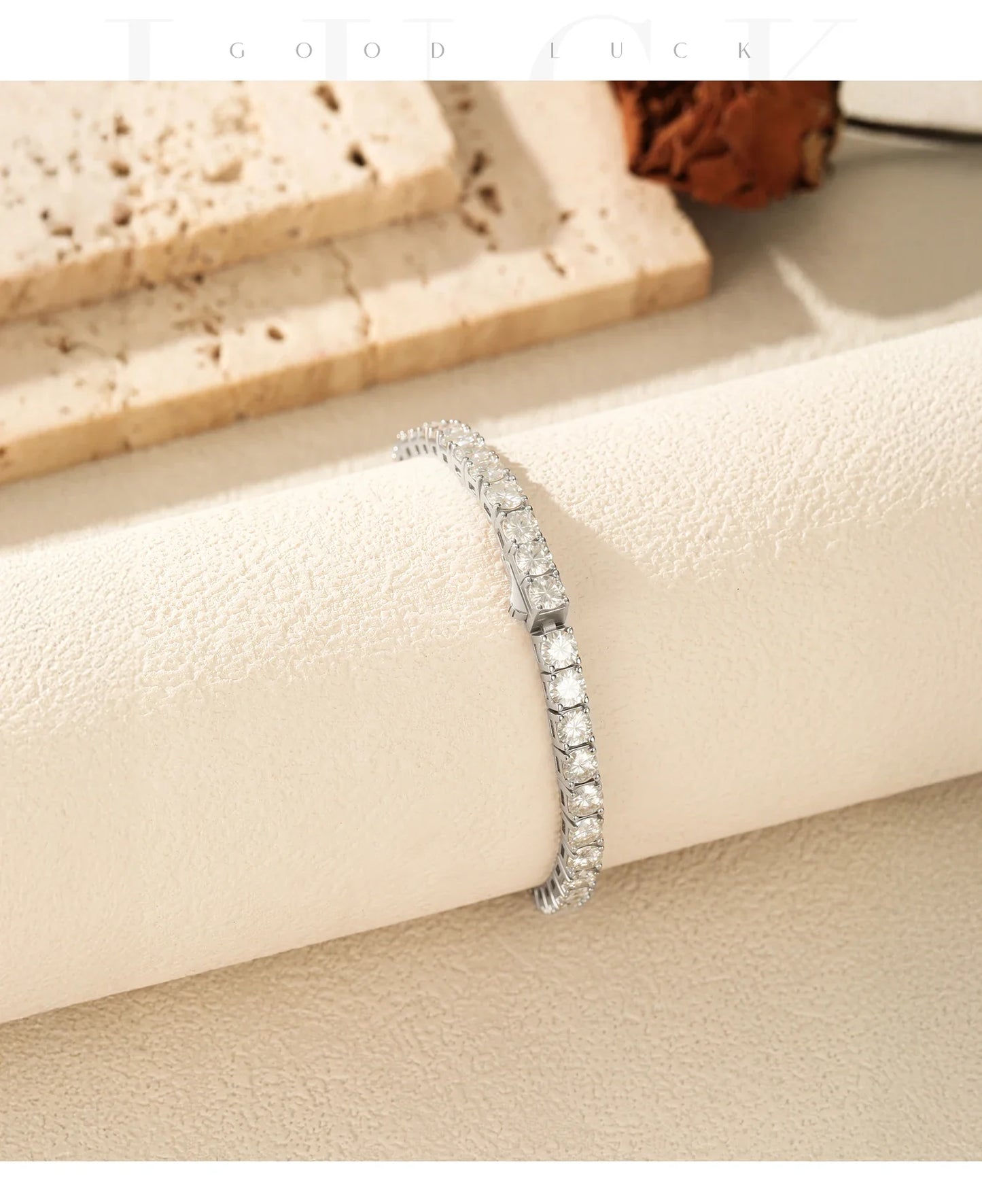 D VVS1 Moissanite Tennis Bracelet 925 Sterling Silver Single Row Classic with Box Bracelets for Women Man Fine Jewelry