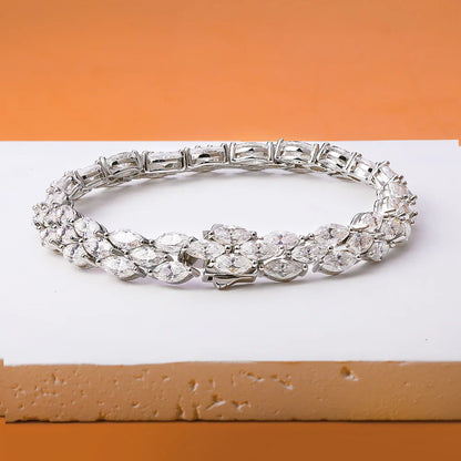3*6mm 0.3ct Marquise Cut Moissanite Diamond Tennis Bracelets with Certifcate 100% S925 Silver Bridal Wedding Bracelet for Women