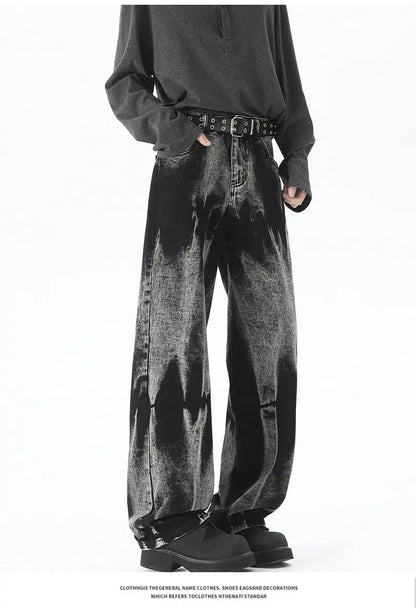 Autumn Men's Baggy Wide Leg Men's Jeans High Street Style Dyed Denim Casual Straight Neutral Wind Baggy Jeans Fashion Versatile