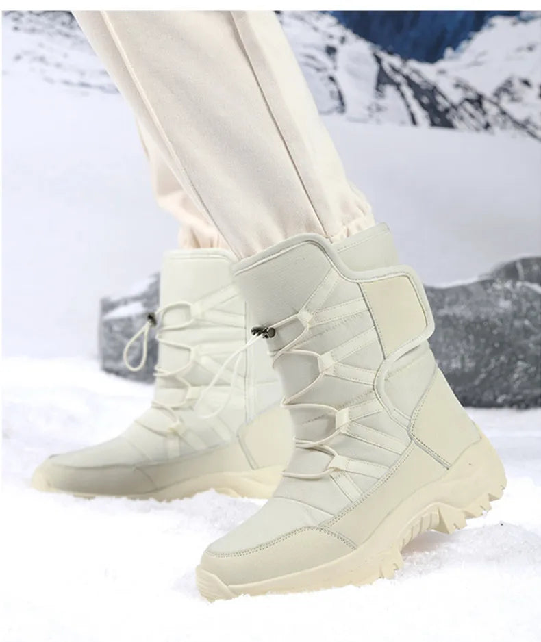 Men's Winter Shoes Waterproof Men's Boots Warm Plush Couple Snow Boots Outdoor Non-slip Hiking Boots Men Work Ankle Boots