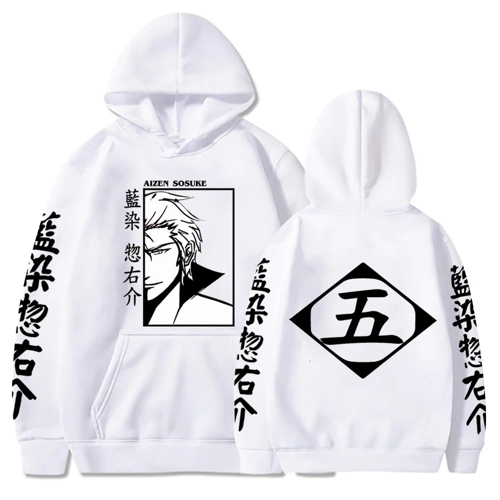 Japan Anime Bleach Aizen Sosuke Cosplay Hoodies Pullovers Tops Man Long Sleeve Clothes