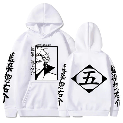 Japan Anime Bleach Aizen Sosuke Cosplay Hoodies Pullovers Tops Man Long Sleeve Clothes