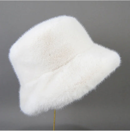 False Mink Fur Berets Elegant Women's Winter Caps New Design Fashion Artificial Fur Hats Knitted Warm False Mink Fur Beanies Hat