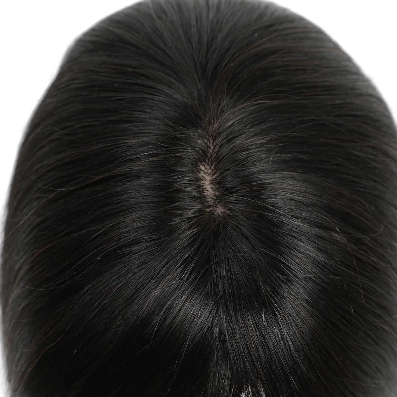 12x13cm Human Hair Toppers with Bangs Black Brown Clip in Hair Toupee for Women Skin Scalp Clip in Remy Hair Pieces
