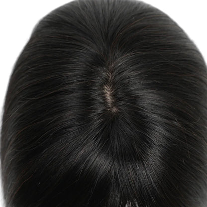 12x13cm Human Hair Toppers with Bangs Black Brown Clip in Hair Toupee for Women Skin Scalp Clip in Remy Hair Pieces