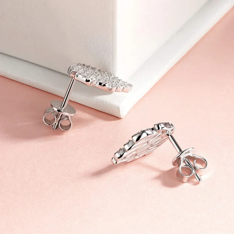 18k Gold Plated Full Moissanite Stud Earrings for Women Luxury Jewelry Gift for New Year Girl 925 Sterling Silver Earing