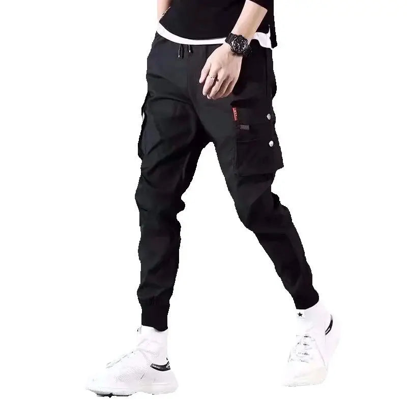 Classic Running Streetwear Casual Men's Satin Belt Harem Jogging Pants Men's Slim Fit Spring Work Pants Multi Pocket Men's Pants