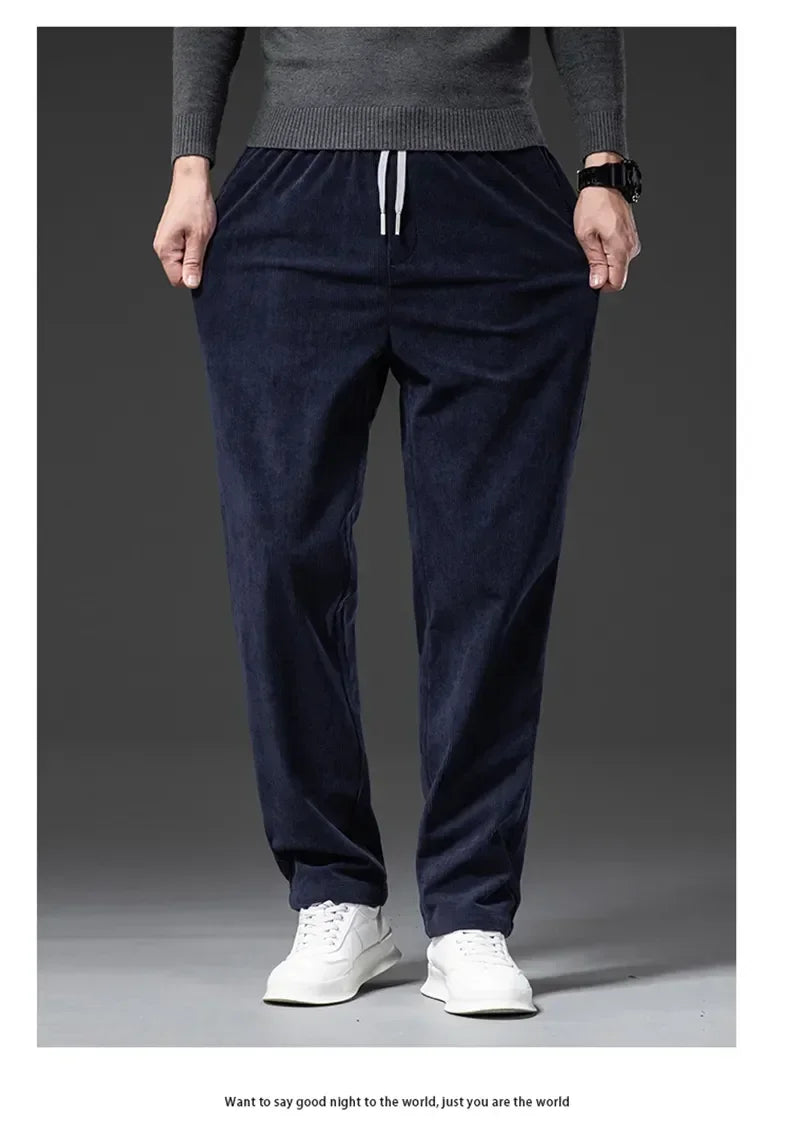 Men's Corduroy Straight Casual Pants Spring Autumn Business Leisure Fashion Trousers Regular Fit Male Pants Brand Clothes