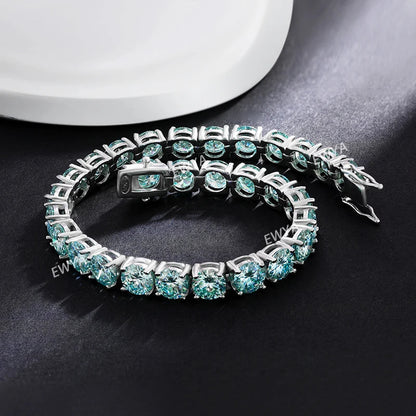 Luxury 3/4/5MM Full Blue Green Moissanite Tennis Bracelet for Men Women S925 Red Pass Diamond Test Bracelets Wholesale Gift