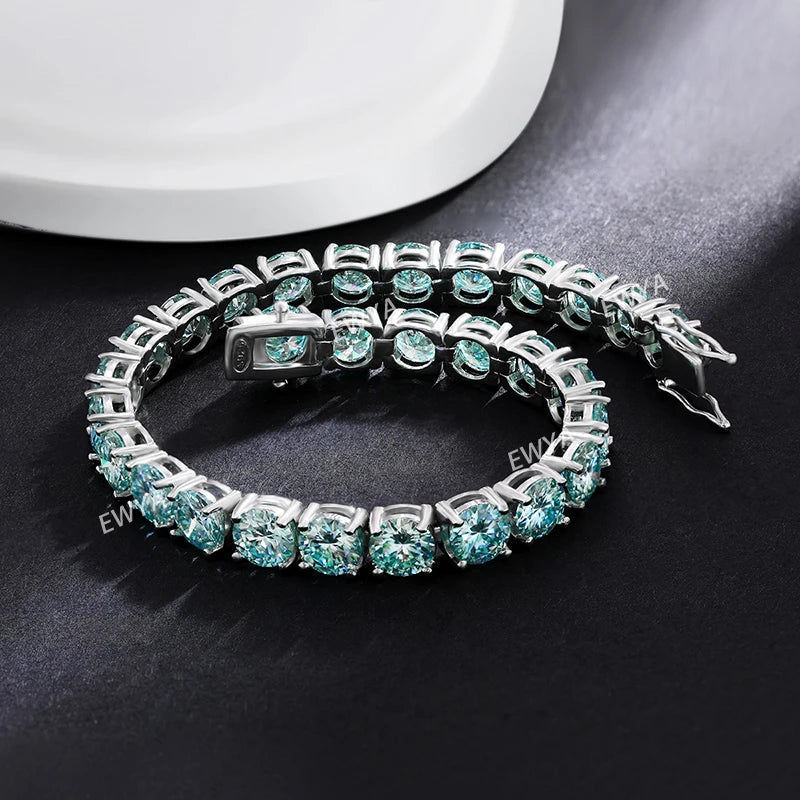 Full 3/4/5/6.5MM D Color Blue Green White Moissanite Tennis Bracelet for Men Women S925 Silver All Diamond Link Bracelets