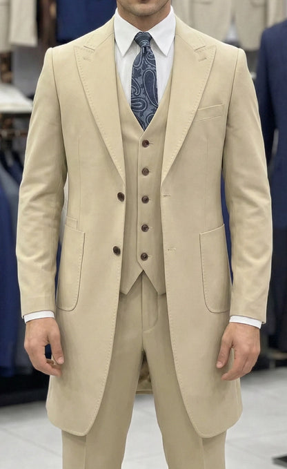 2026 New Fashion Men's Burgundy Blue 3-Piece Suit Long Blazer Vest Pants Set  Set Slim Fit Formal Wedding Groom