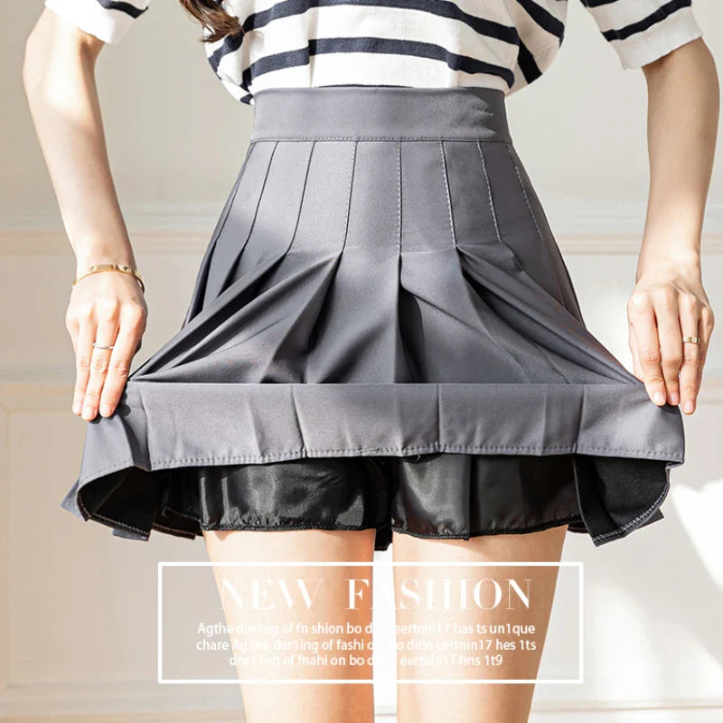 White Women Pleated Skirts Summer High Waist Zipper Girls Dancing JK Mini Skirts Black Fashion Student A Line Faldas 2023