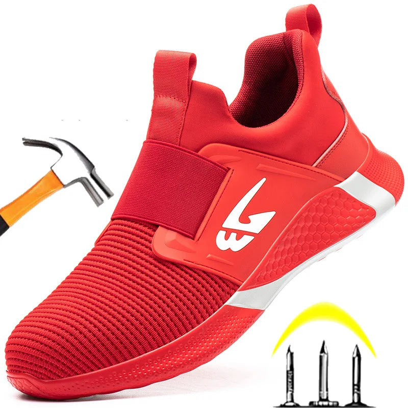 New Summer Safety Shoes Comfortable Men's Sports Shoes Lightweight Waterproof Sneakers Work Shoes Men's Steel Toe Work Boots