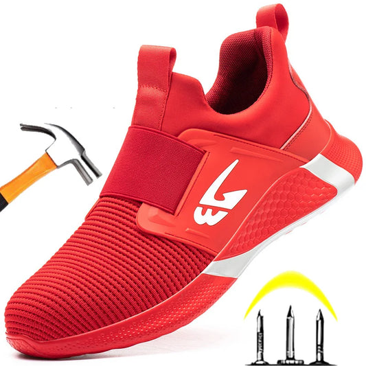 New Summer Safety Shoes Comfortable Men's Sports Shoes Lightweight Waterproof Sneakers Work Shoes Men's Steel Toe Work Boots