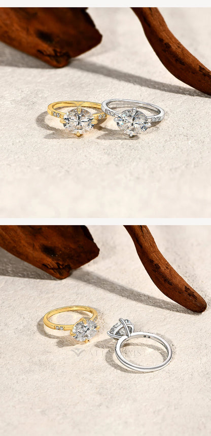 New Oval Cut 4.0CT Moissanite Rings for Women 925 Silver 18K Gold Plated Wedding Ring Exquisite Engagement Fine jewelry